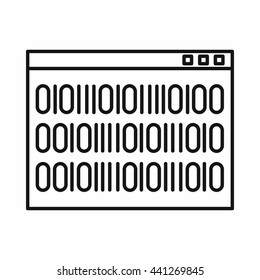 Binary code icon in outline style isolated on white background