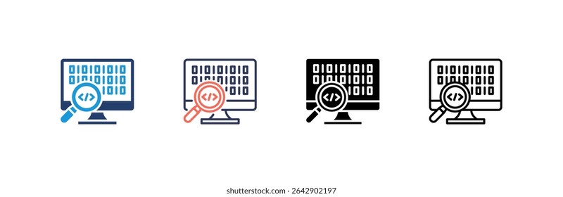 Binary Code Icon set multiple style collection