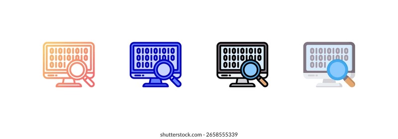Binary Code icon set multiple style collection