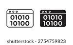 Binary code icon style design pack on white background. Thin line and clipart style