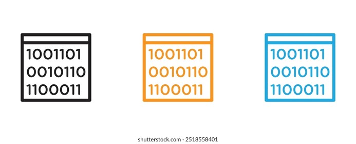 Binary code icon Thin line illustration set