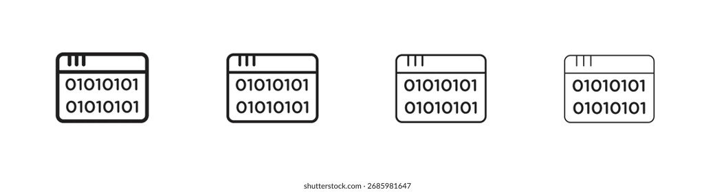 Binary code icon vector graphics. black style vector icons