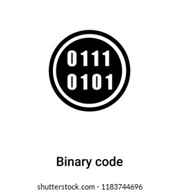 Binary code icon vector isolated on white background, logo concept of Binary code sign on transparent background, filled black symbol