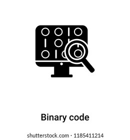 Binary code icon vector isolated on white background, logo concept of Binary code sign on transparent background, filled black symbol