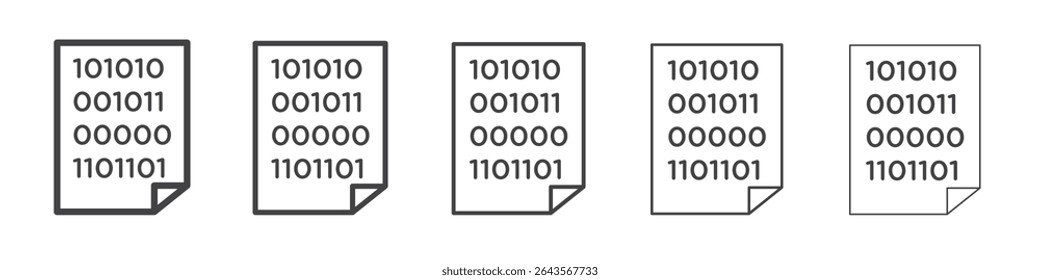 Binary code icon vector outline set illustration sign