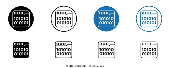 Binary code icons pack vectors for app and web ui designs