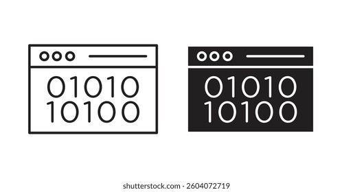 Binary code icons. thin line vector icons