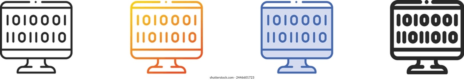 binary code icon.Thin Linear, Gradient, Blue Stroke and bold Style Design Isolated On White Background
