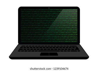 binary code inside the laptop isolated on white background vector illustration EPS10