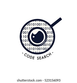 Binary code logo template. Dark blue Eye Symbol Vector Design. Colorful Template Business Logo Concept. Digital Vision Icon.