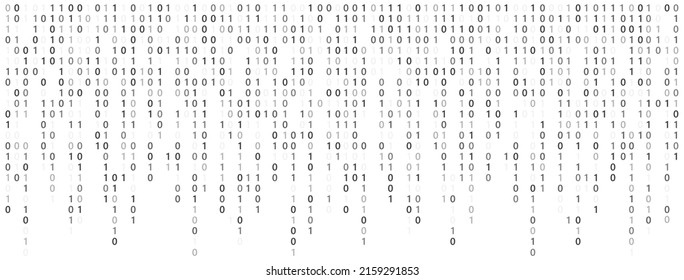 Binary code long banner. Byte data programmer. Matrix script. Digital stream pattern. Computer cyber source. Hacker program. Security technology. Zero number. Java coding. Vector illustration.