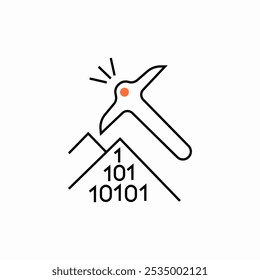 vetor de sinal de ícone de mineração de código binário