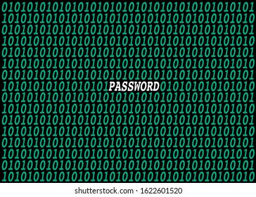 The binary code number on black background and a word of CODING in white color. Concept of data, digital, code, computer, system and etc.