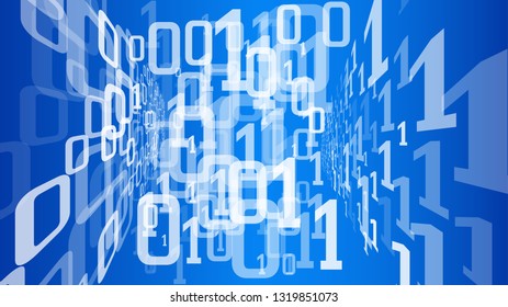 Binary code numbers backdrop, machine learning ai software vector conception