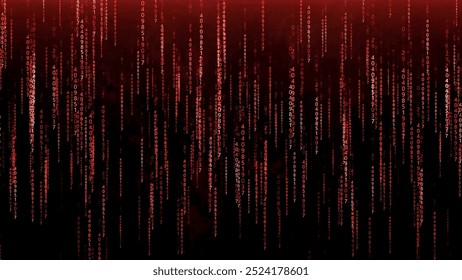 Binary code with numbers moving on the screen. Digital age. Binary algorithm, data code, decryption and encoding. Matrix background of numbers. Vector illustration.