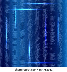 Binary code on blue background