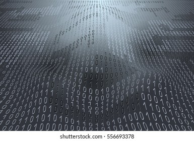 Binary code on gray background 