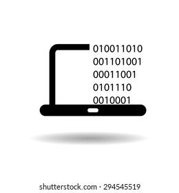 Binary Code On Laptop icon vector illustration eps10 on white background