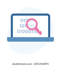 Binary code on laptop with key showing secure binary code