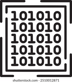 Binary code on screen, representing digital data or programming. Binary code on screen icon representing digital data, programming, and coding. EPS