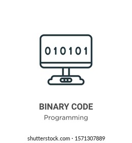 Binary code outline vector icon. Thin line black binary code icon, flat vector simple element illustration from editable programming concept isolated on white background