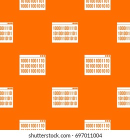 Binary code pattern repeat seamless in orange color for any design. Vector geometric illustration