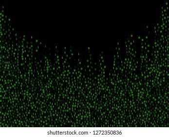 Binary code programming background. Big data concept, neon row matrix vector. Data technology computer backdrop. Binary numbers 1, 0. Zero, one numbers cyber monday sale background.