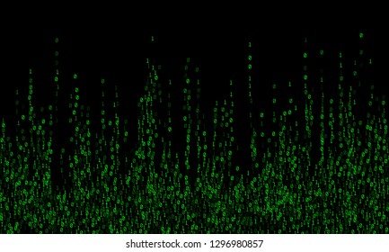 Binary code programming background. Hacker coding concept, row matrix vector. Data technology computer backdrop. Binary numbers 1, 0. Zero, one numbers cyber monday sale background.