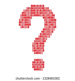 Binary code question mark. Ask and answer. Resolve the problem. Data and technology. Vector illustration.