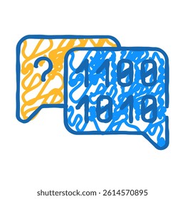 binary code and question mark quote frame doodle icon sketch vector. binary code and question mark quote frame sign. isolated symbol illustration