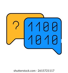 binary code and question mark quote frame line icon vector. binary code and question mark quote frame sign. isolated symbol illustration