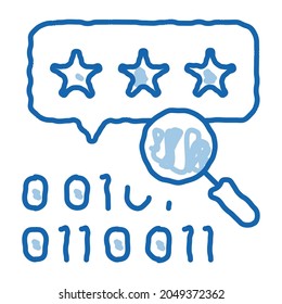 binary code research and assessment sketch icon vector. Hand drawn blue doodle line art binary code research and assessment sign. isolated symbol illustration