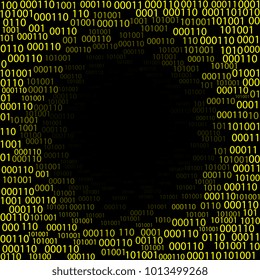 Binary code scattered radially. Vector graphics