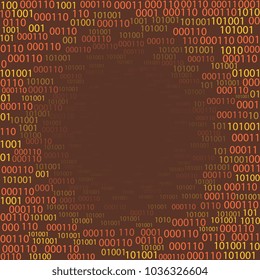 Binary code scattered radially. Vector graphics