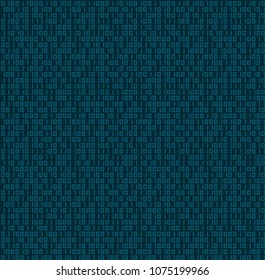 Binary code seamless pattern background vector. Random 0 and 1 pixel, blue color.