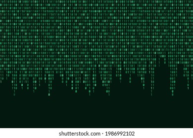 Código binario textura vectorial sin fisuras con espacio de copia. Resumen de fondo binario verde.