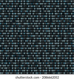 Binary code seamless vector texture. Abstract blue binary background.