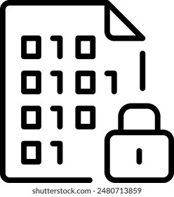 Binary code secure, File Document Icons, simple vector illustration editable stroke.