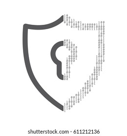 Binary code security shield online technology background