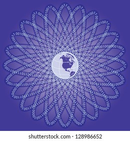 binary code sequence around the globe