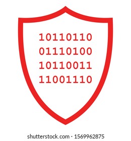 Binary code and shield on white