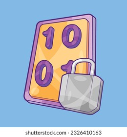 Binary Code Sign with Padlock Vector Illustration