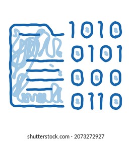 Binary Code sketch icon vector. Hand drawn blue doodle line art Binary Code sign. isolated symbol illustration