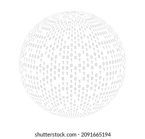 Binary code sphere. Cyberspace sphere with binary code. Coding or hacker concept illustration.