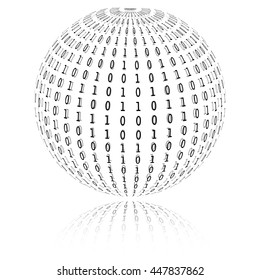 Binary code in sphere form. Vector illustration