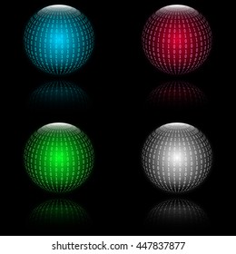 Binary code in sphere form. Vector illustration