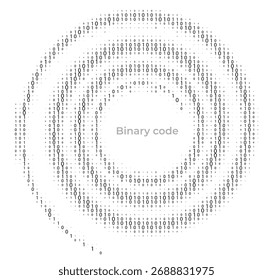 Binary code spiral — abstract digital background with data flow made of zero and one digits, symbol of information technology, coding, artificial intelligence, and virtual cyberspace network