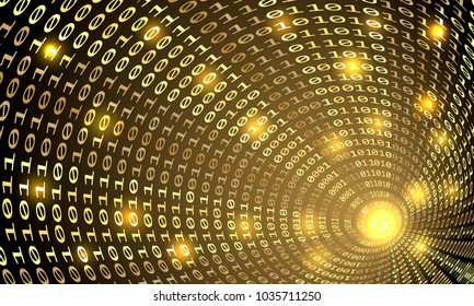 Binary code swirl, vector background
