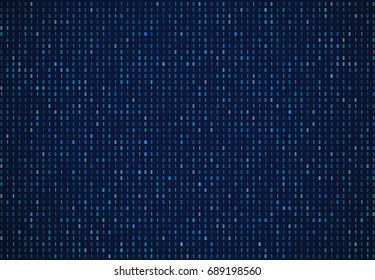 Binary code technology abstract background. Internet security, data encryption, computer dark blue wallpaper. Cryptographic, cryptocurrency.