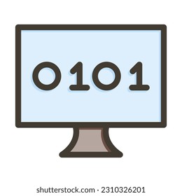 Binary Code Thick Line Filled Colors For Personal And Commercial Use.
